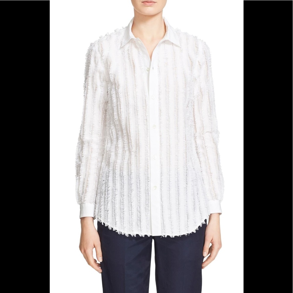 Julien David fringe stripe shirt sz M NEW WITH TAG